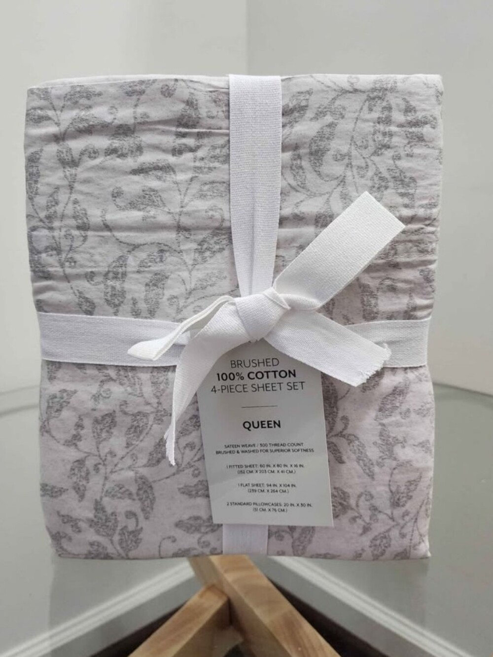 100% Long-Staple Sateen Cotton Queen Sheet Set - Romantic Vines